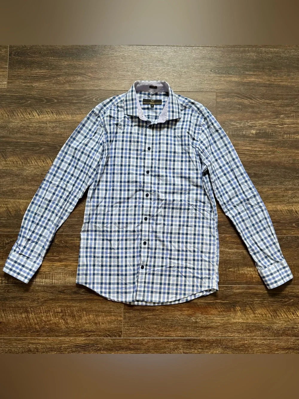 Versace 19.69 Italia Dress Shirt Mens Long Sleeve Modern Fit Patterned Blue M - Picture 3 of 5
